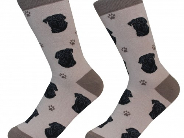 dark colored pug Dog Socks Cranberry Corners Gift Shop Dahlonega Georgia