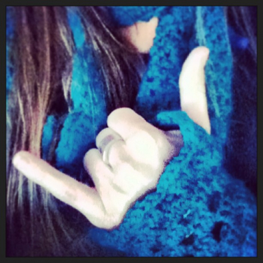 Cranberry Corners Customer Photo | Fingerless Gloves + Matching Scarf