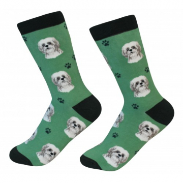 Shih Tzu Dog Socks | Tan + White